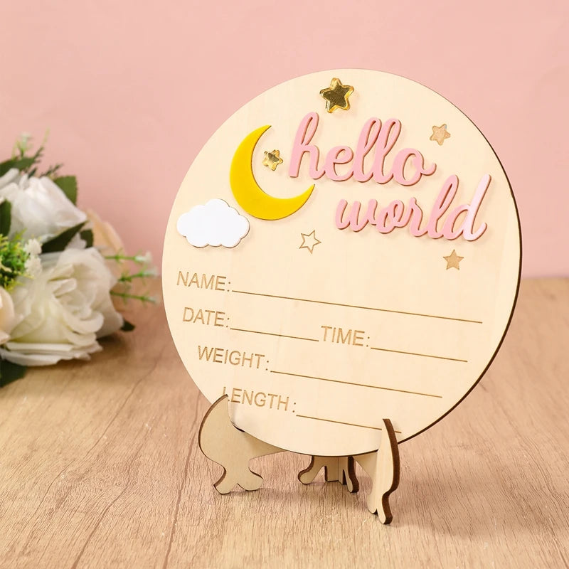 1pc Newborn Announcement Sign Hello World