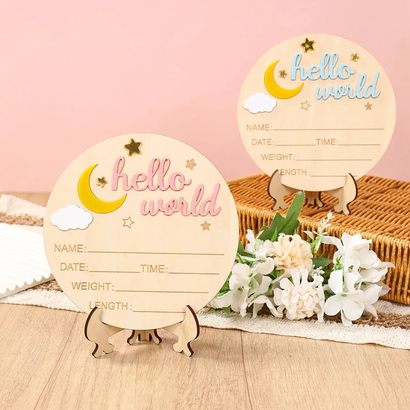 1pc Newborn Announcement Sign Hello World