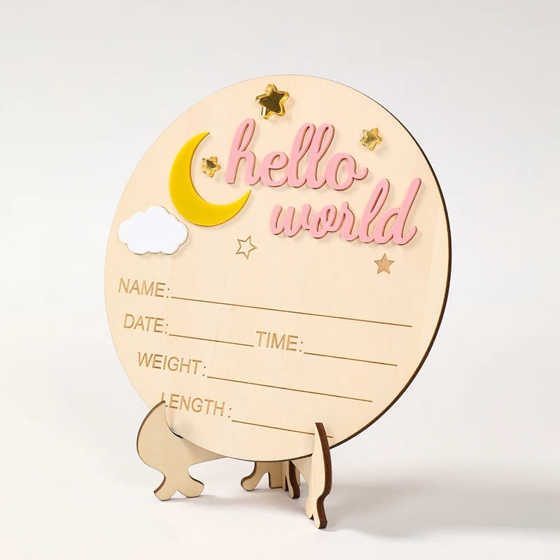 1pc Newborn Announcement Sign Hello World