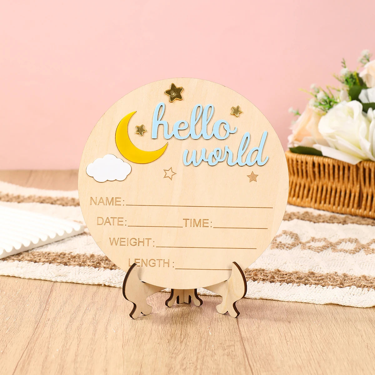 1pc Newborn Announcement Sign Hello World