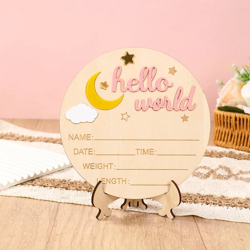 1pc Newborn Announcement Sign Hello World