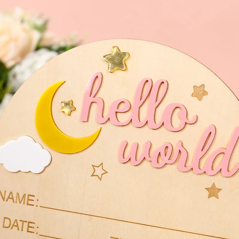 1pc Newborn Announcement Sign Hello World