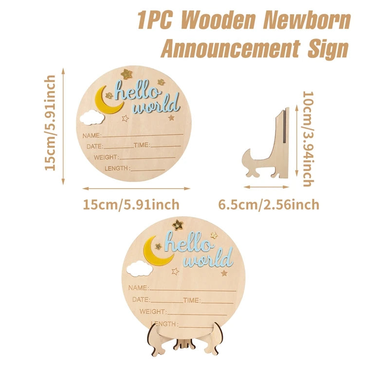 1pc Newborn Announcement Sign Hello World